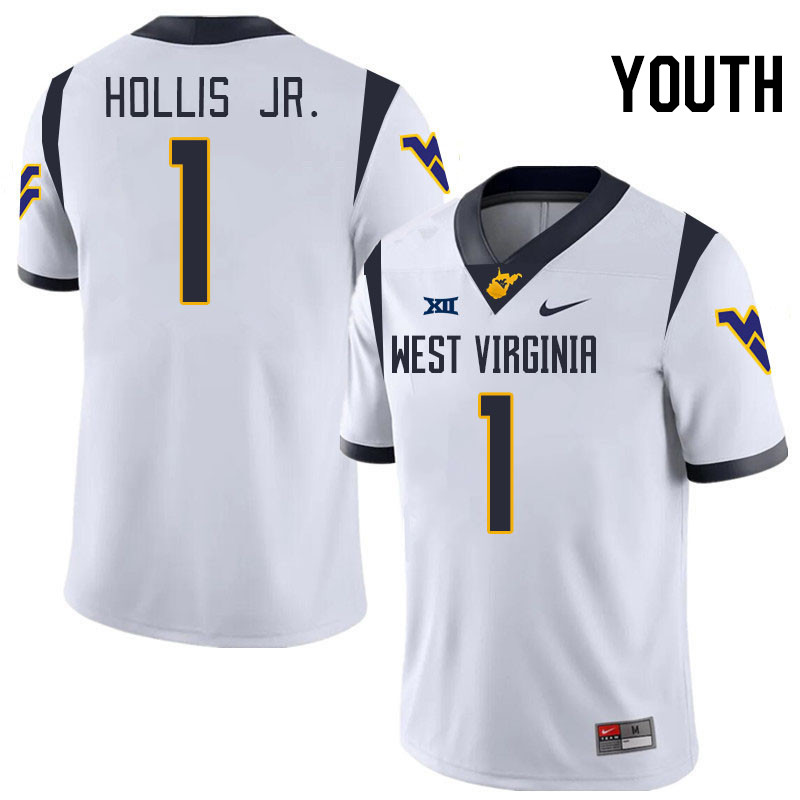 Youth #1 Garnett Hollis Jr. West Virginia Mountaineers College 2024 New Uniforms Football Jerseys St